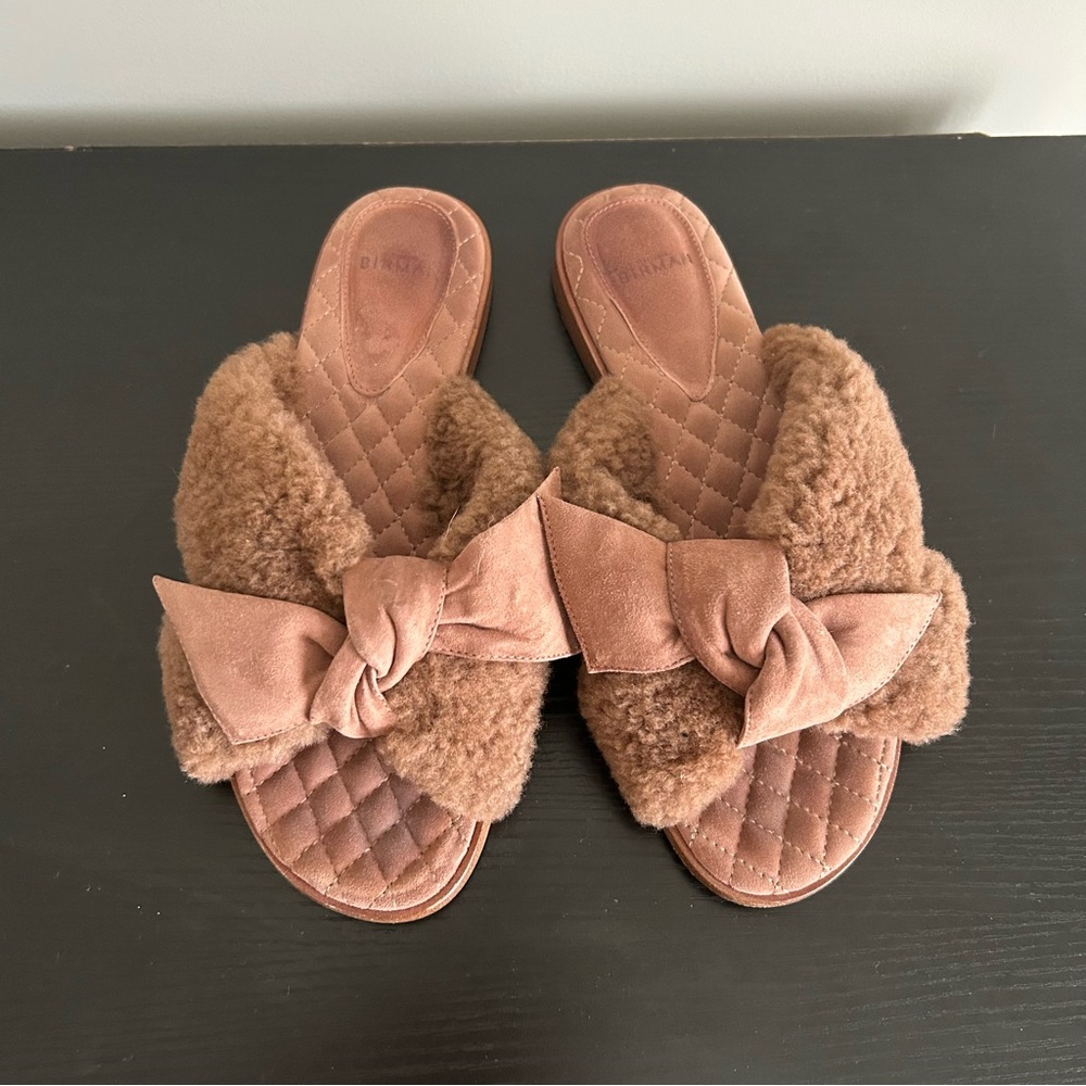Alexandre Birman Cozy Brown Faux Fur Slippers Size 37